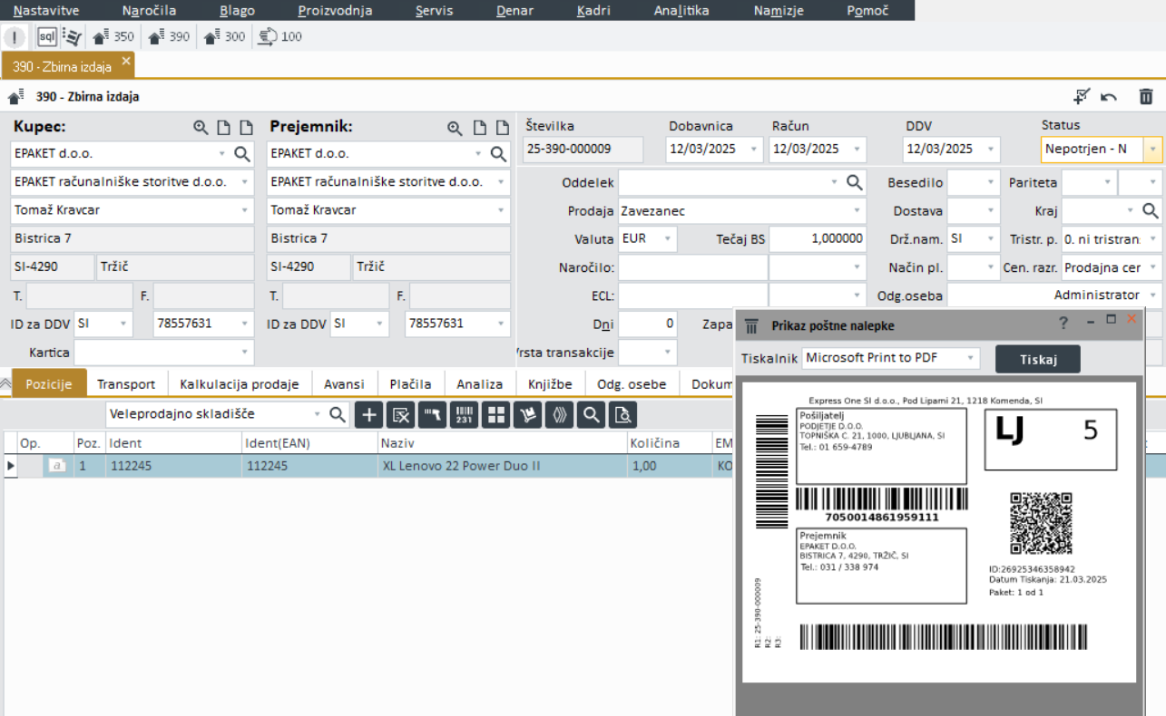PanDistro Express One spremnica na PANTHEON maski
